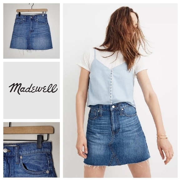 Madewell A Line Ridgid‎ Denim Mini Skirt Size 25 - Picture 1 of 9